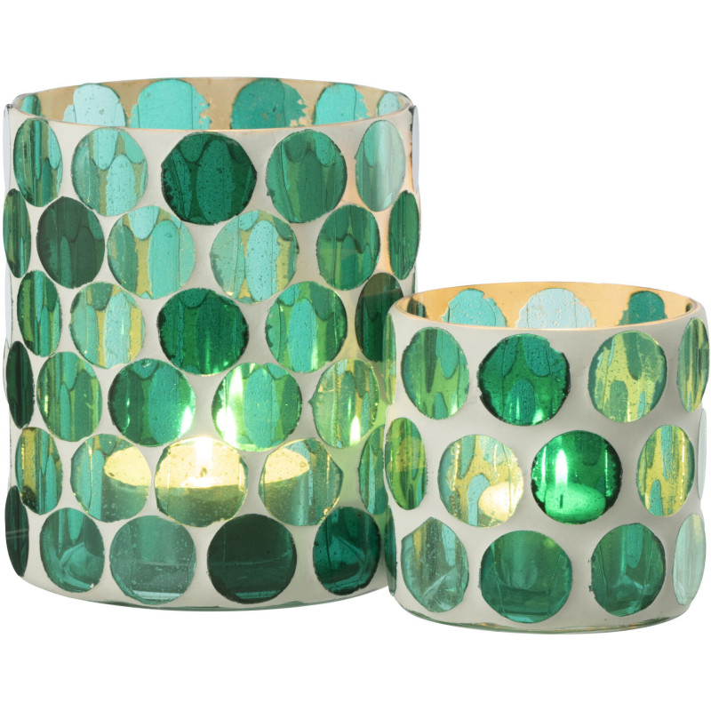 Photophore Lumera en verre blanc et vert turquoise Ø10 cm 