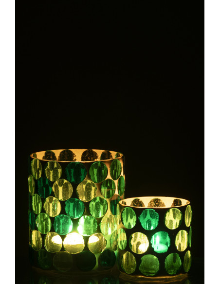 Photophore Lumera en verre blanc et vert turquoise Ø10 cm 