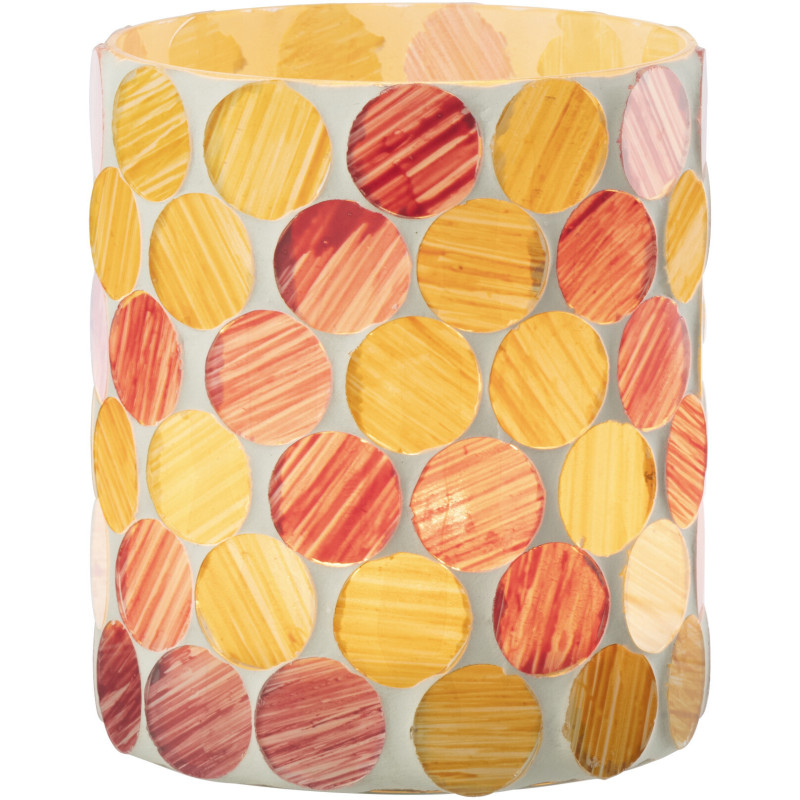 Photophore Lumera en verre à motifs blanc, rose et jaune Ø10 cm 