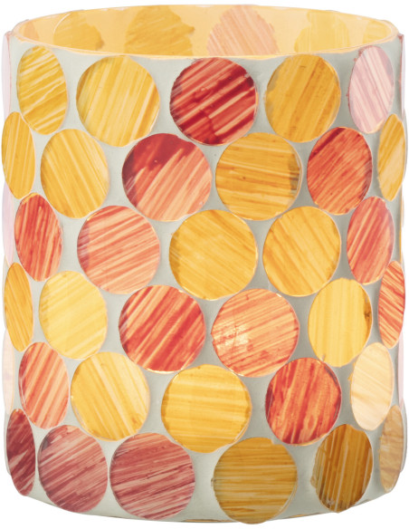 Photophore Lumera en verre à motifs blanc, rose et jaune Ø10 cm 