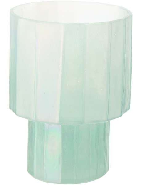 Photophore Ann en verre bleu irisé nervuré Ø18 cm x H23 cm 