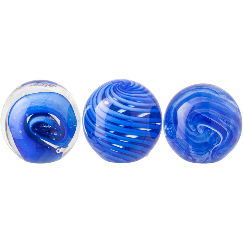 Lot de 3 presse-papiers Azzuro en verre bleu Ø8 cm 