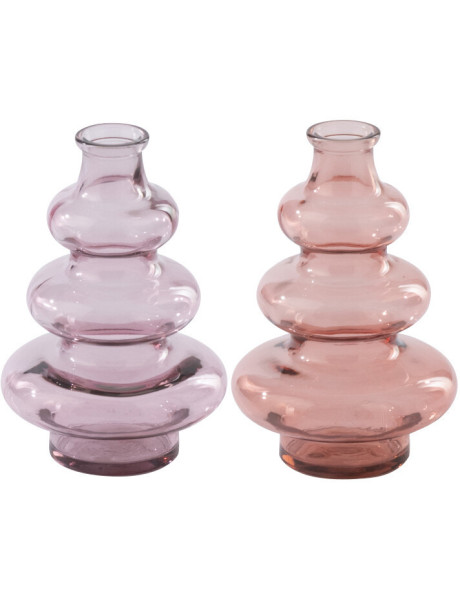 Lot de 2 vases Roselia en verre rose poudré et rose saumon 