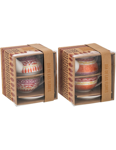 Lot de 2 théières individuelles Solea avec tasse et sous-tasse en céramique violet et rouge 