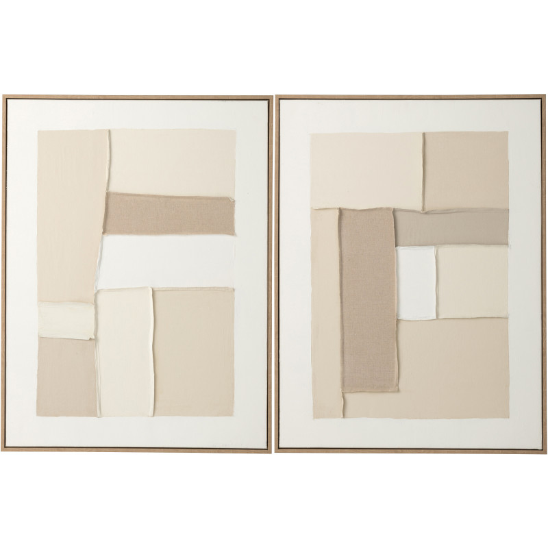 Lot de 2 tableaux abstraits toile bois de pin naturel Amy L 82,4 x H 62,4 cm 