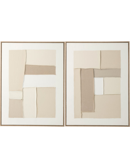 Lot de 2 tableaux abstraits toile bois de pin naturel Amy L 82,4 x H 62,4 cm 