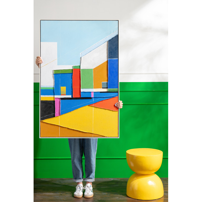 Lot de 2 tableaux abstraits modernes multicolores acrylique Duovista H 122,5 cm 