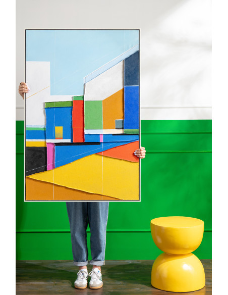 Lot de 2 tableaux abstraits modernes multicolores acrylique Duovista H 122,5 cm 