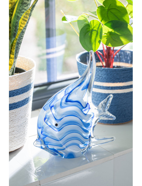 Lot de 2 presse-papiers poissons Azzuro en verre bleu 16,8 cm J-Line - 2