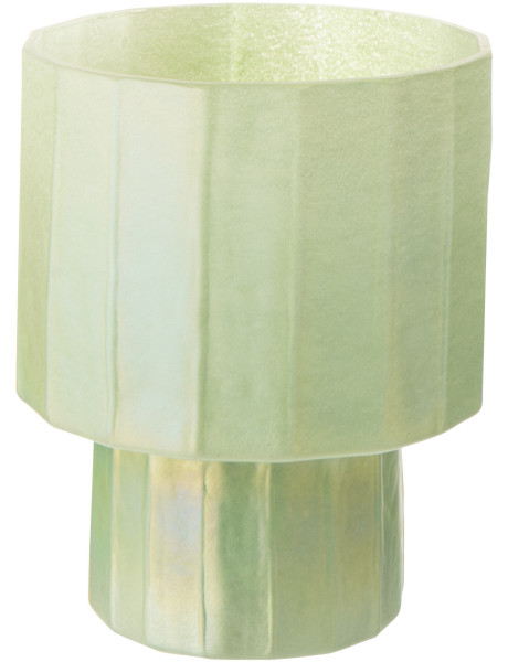 Photophore Ann en verre vert nervuré Ø18 cm x H22 cm 
