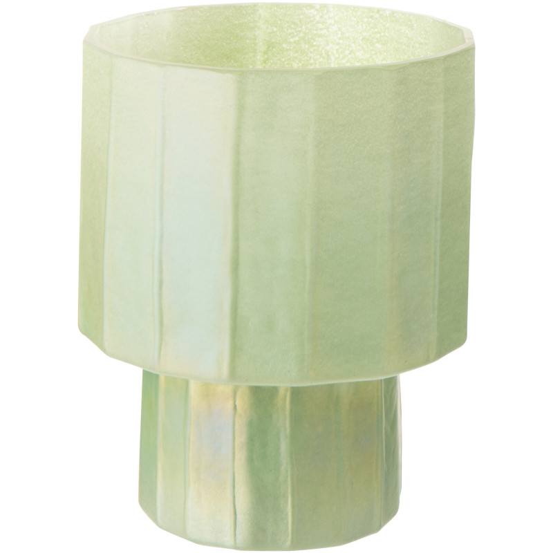 Photophore Ann en verre vert nervuré Ø18 cm x H22 cm 