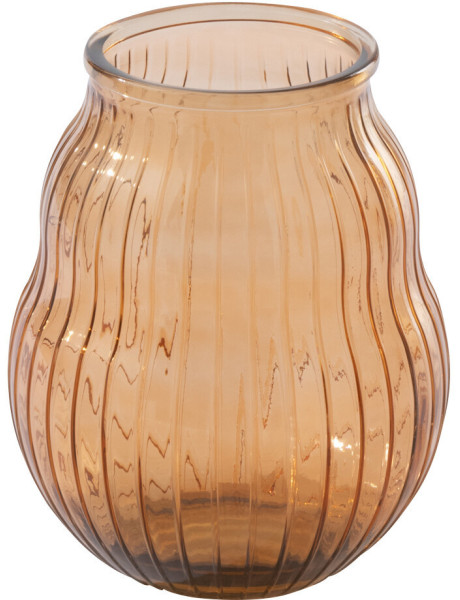 Photophore Solira en verre orange rainuré Ø29 cm x H35,5 cm 