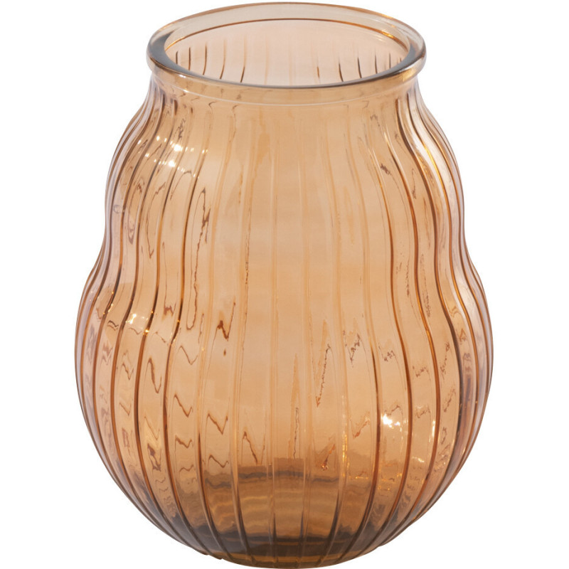 Photophore Solira en verre orange rainuré Ø29 cm x H35,5 cm 