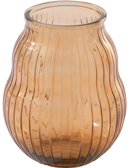 Photophore Solira en verre orange rainuré Ø29 cm x H35,5 cm 