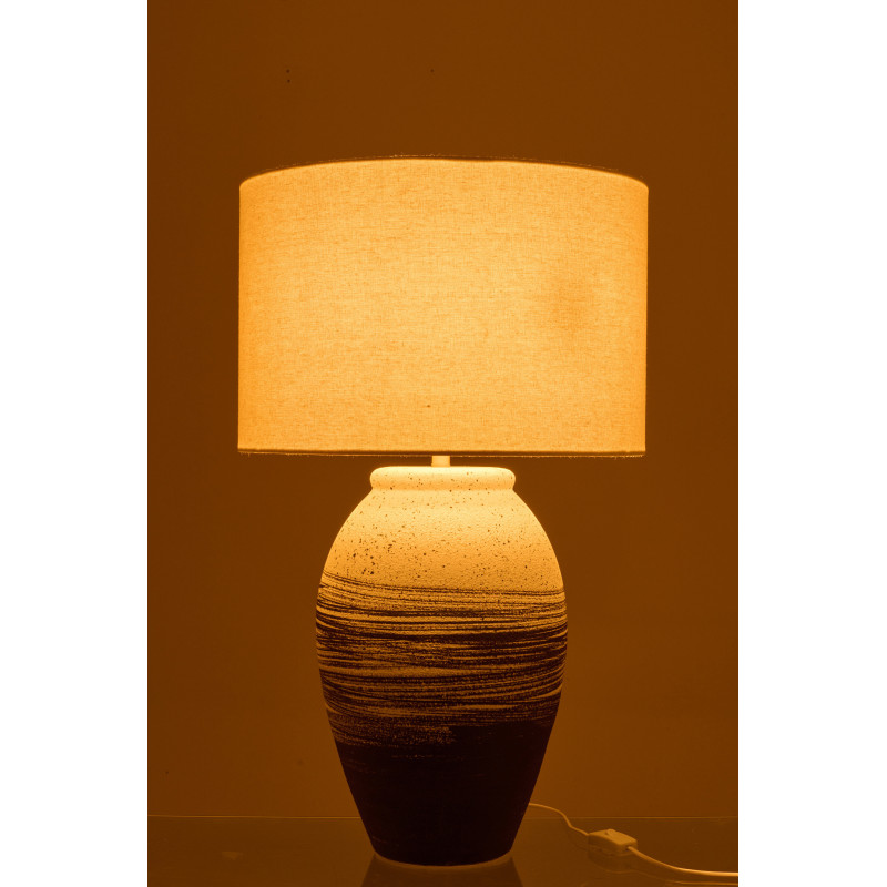 Lampe à poser Rolph en céramique noir et beige Ø46 cm x H73 cm 