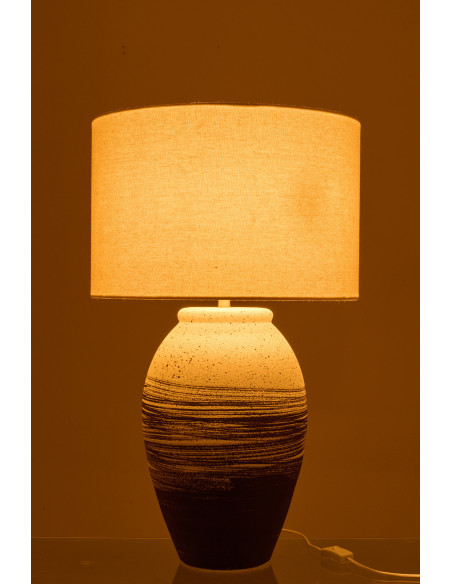 Lampe à poser Rolph en céramique noir et beige Ø46 cm x H73 cm 