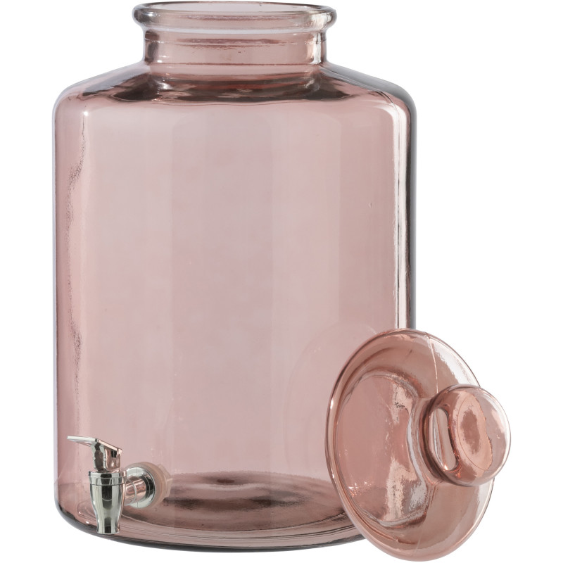 Distributeur de boissons Rosalya en verre rose saumon 25 cm x H45 cm 