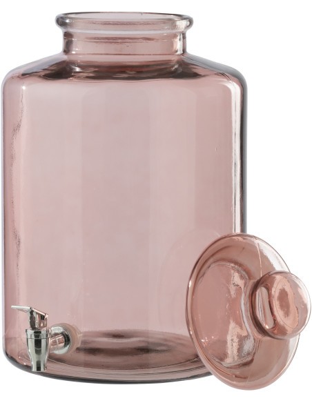 Distributeur de boissons Rosalya en verre rose saumon 25 cm x H45 cm 