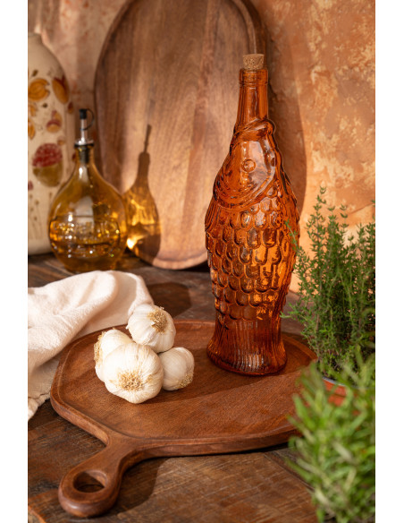 Lot de 2 Bouteilles Nerola en verre orange et ocre 1100 ml 