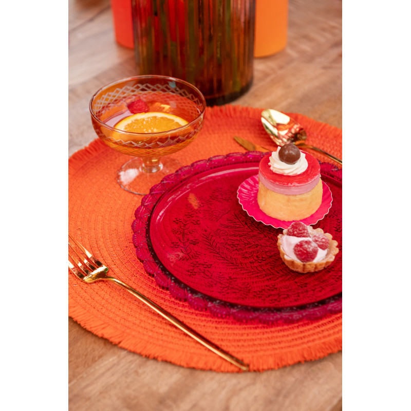 Lot de 2 Assiettes Solira en verre rose et orange Ø24,5 cm 