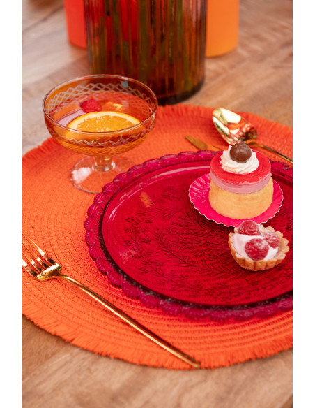 Lot de 2 Assiettes Solira en verre rose et orange Ø24,5 cm 