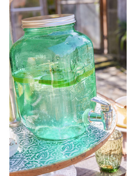 Distributeur de boissons verre vert émeraude Zelmira 4 L 
