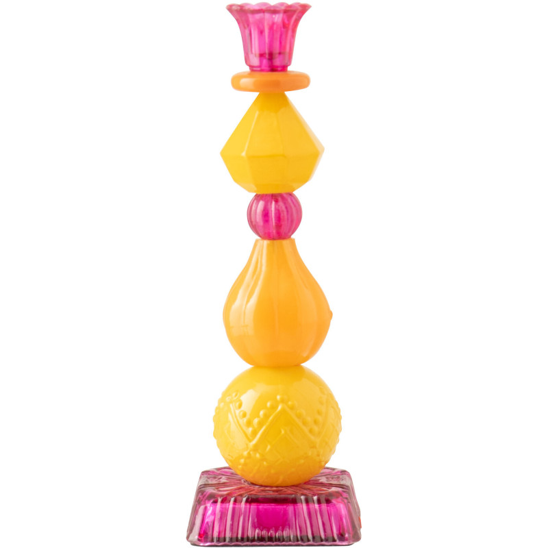 Chandelier Solira en verre rose, orange et jaune H28,5 cm 
