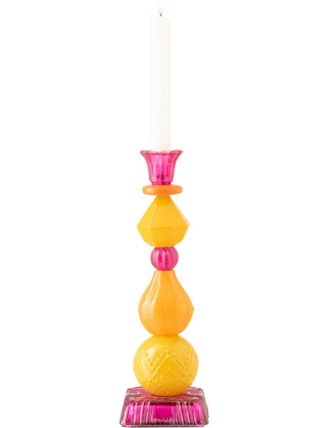 Chandelier Solira en verre rose, orange et jaune H28,5 cm 