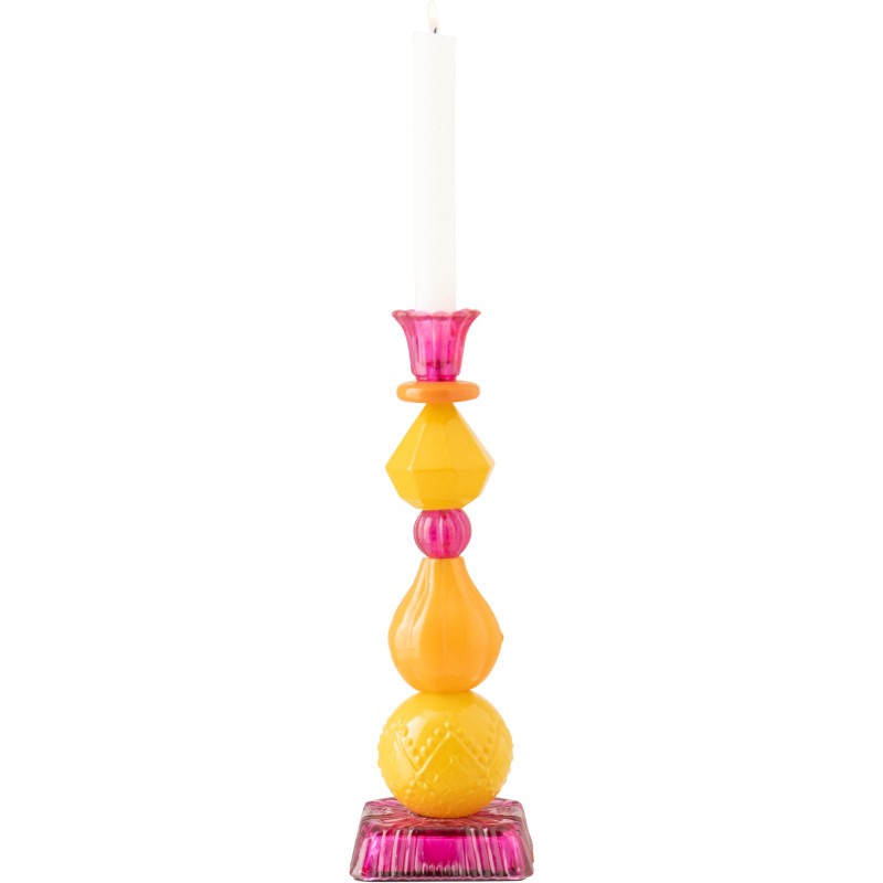 Chandelier Solira en verre rose, orange et jaune H28,5 cm 