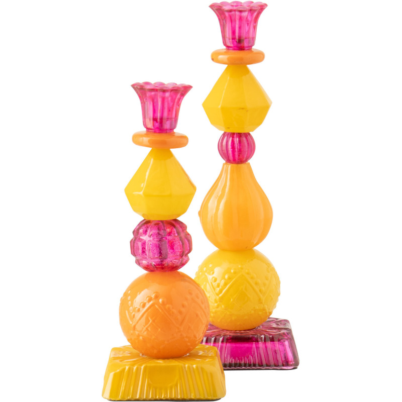 Chandelier Solira en verre rose, orange et jaune H28,5 cm 