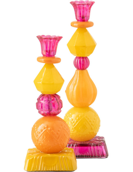Chandelier Solira en verre rose, orange et jaune H28,5 cm 