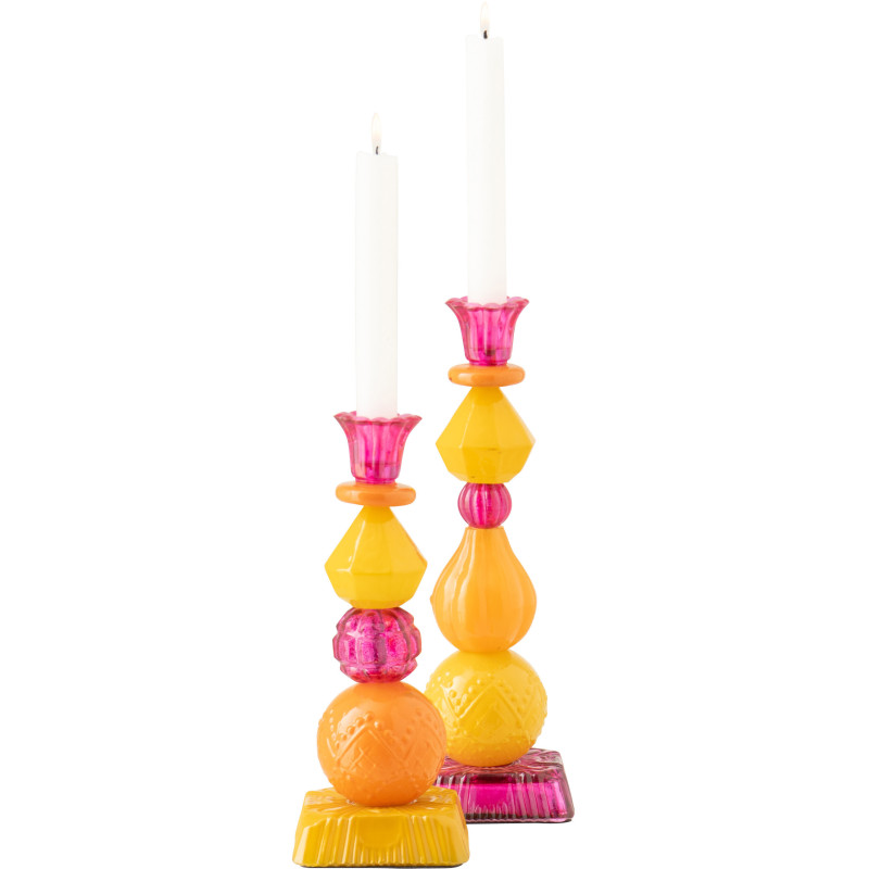 Chandelier Solira en verre rose, orange et jaune H28,5 cm 