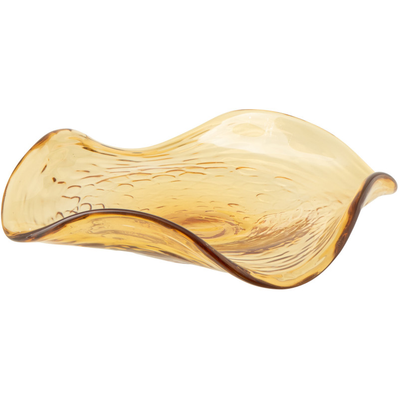 Bol décoratif en verre caramel irrégulier ondulé Caralune 40 x 40 x H9 cm 