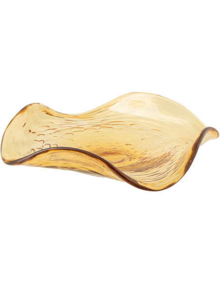 Bol décoratif en verre caramel irrégulier ondulé Caralune 40 x 40 x H9 cm 