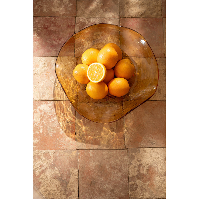 Bol décoratif en verre caramel irrégulier ondulé Caralune 40 x 40 x H9 cm 