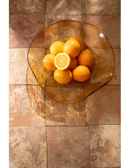 Bol décoratif en verre caramel irrégulier ondulé Caralune 40 x 40 x H9 cm 