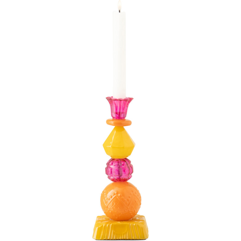 Chandelier Solira en verre rose, orange et jaune H23,5 cm 