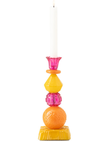 Chandelier Solira en verre rose, orange et jaune H23,5 cm 