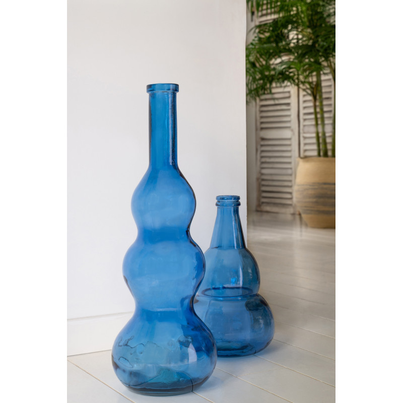 Vase Velora en verre bleu profond soufflé Ø27,5 cm x H45 cm 