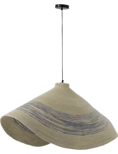 Suspension luminaire en fibres naturelles motifs bleu Ø100 x H40 cm Marévia 