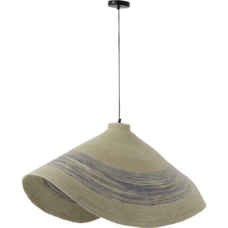 Suspension luminaire en fibres naturelles motifs bleu Ø100 x H40 cm Marévia 
