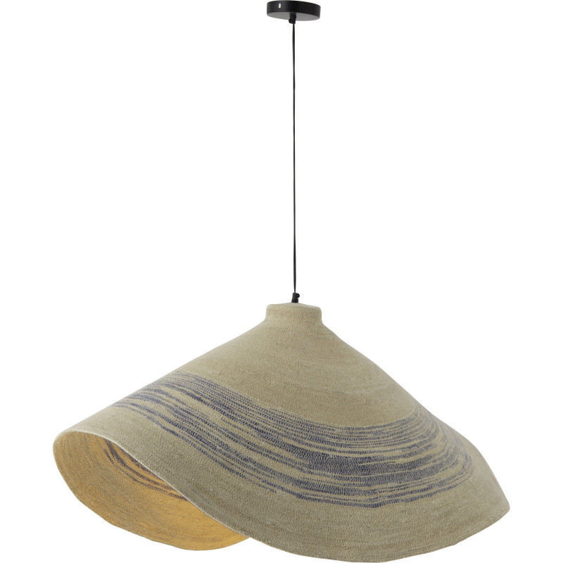 Suspension luminaire en fibres naturelles motifs bleu Ø100 x H40 cm Marévia 