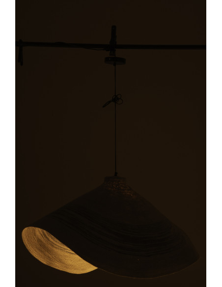 Suspension luminaire en fibres naturelles motifs bleu Ø100 x H40 cm Marévia 