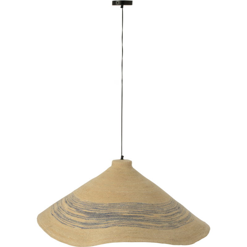 Suspension luminaire en fibres naturelles motifs bleu Ø100 x H40 cm Marévia 