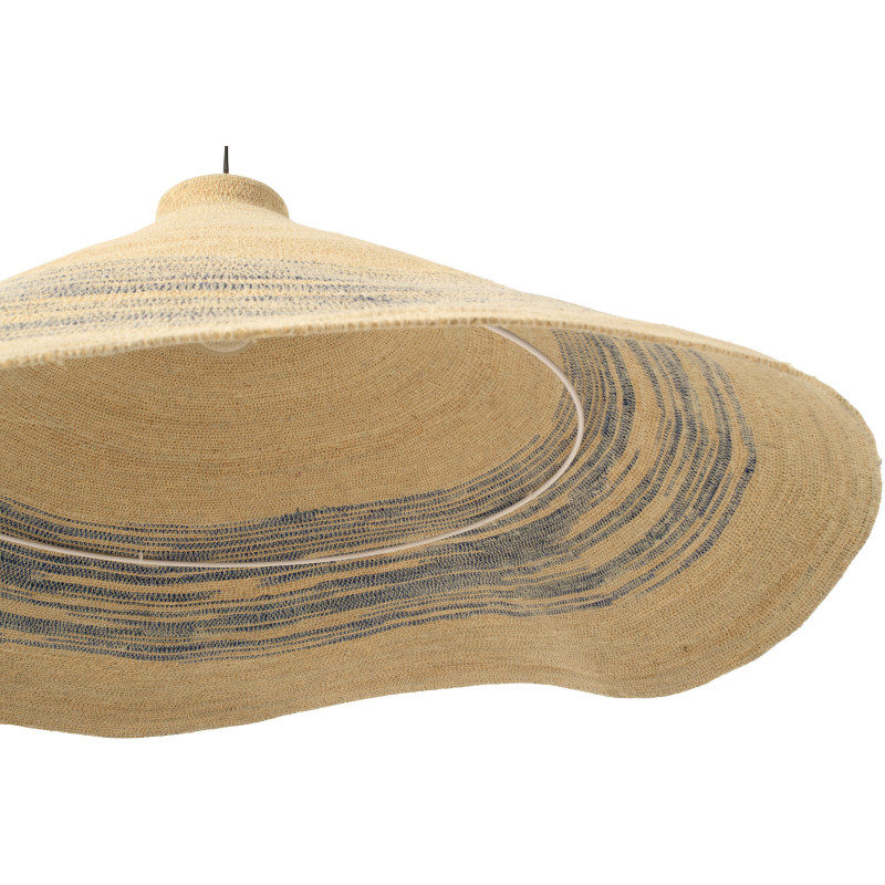 Suspension luminaire en fibres naturelles motifs bleu Ø100 x H40 cm Marévia 