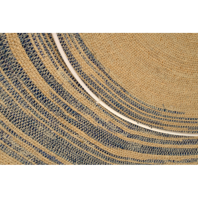 Suspension luminaire en fibres naturelles motifs bleu Ø100 x H40 cm Marévia 