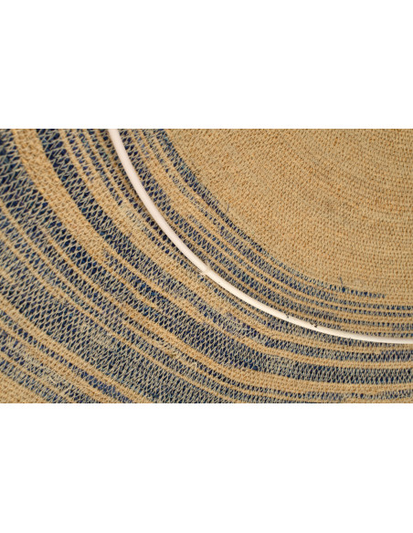 Suspension luminaire en fibres naturelles motifs bleu Ø100 x H40 cm Marévia 