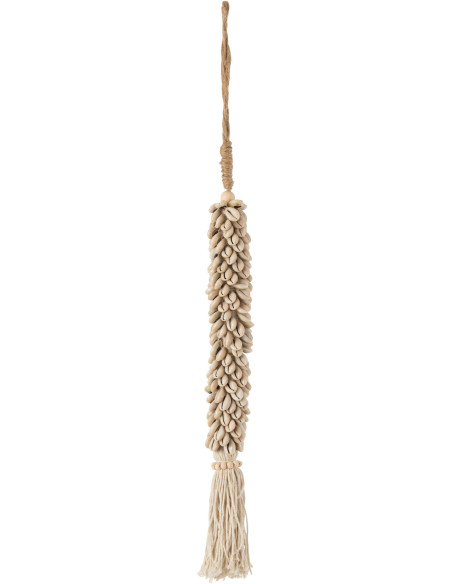 Suspension murale coquillages naturels corde coton H66 cm Naélys 