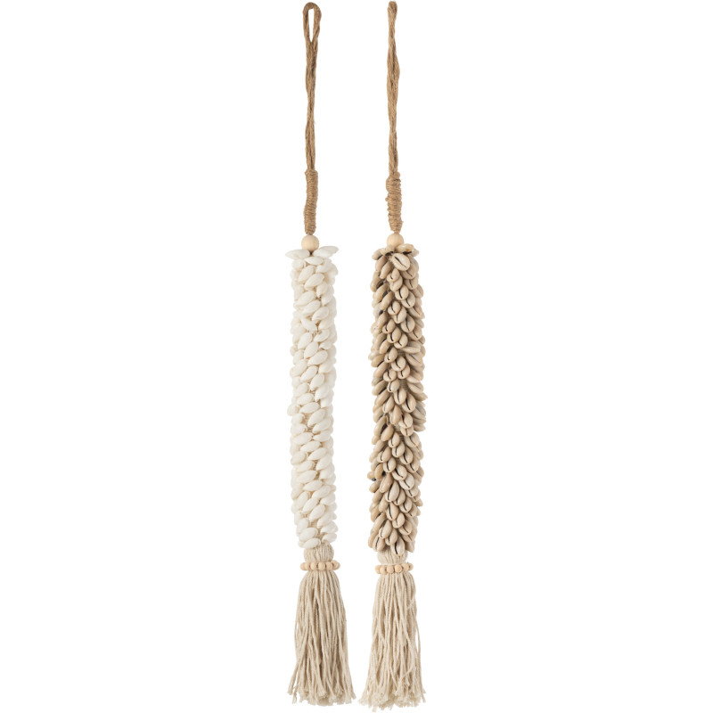 Suspension murale coquillages naturels corde coton H66 cm Naélys 