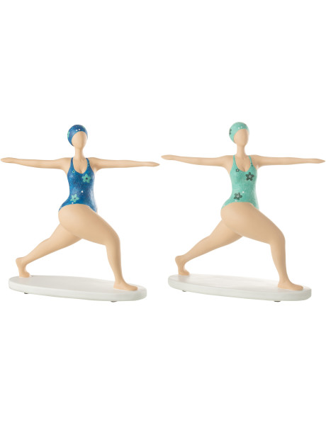 Statuettes décoratives femme yoga étirement polyrésine 29,5 cm lot de 2 Lurena 